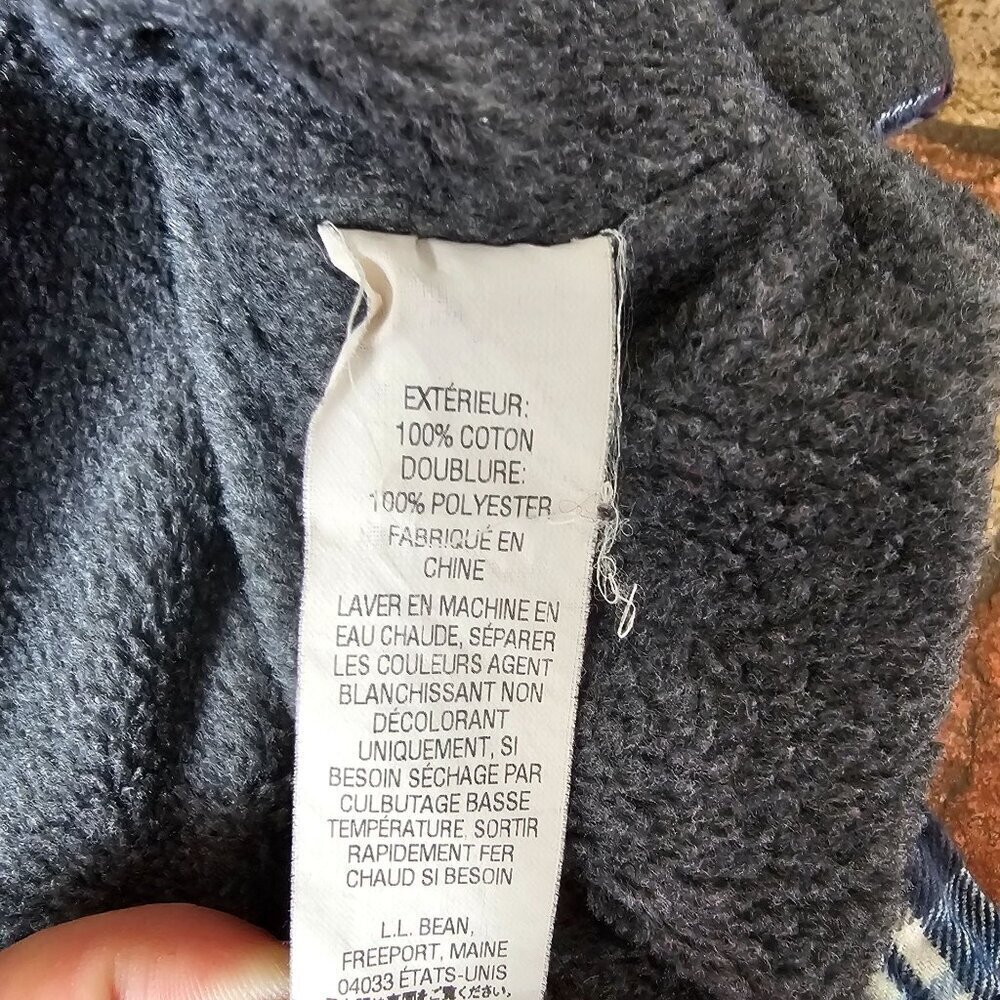 L.L. Bean Mens Fleece Lined Flannel Shirt, Blue Plaid, Cotton, Size Medium - Picture 4 of 9